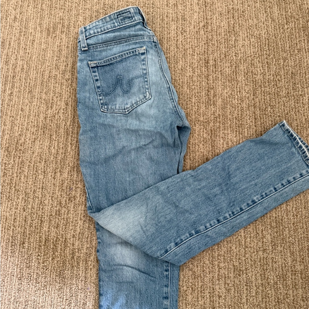 Ag Adriano Goldschmied Straight Leg Jeans in Light Blue Wash